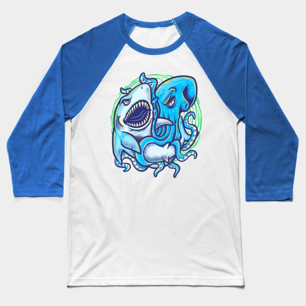 MEGALODON VS KRAKEN Baseball T-Shirt by ejajanuar